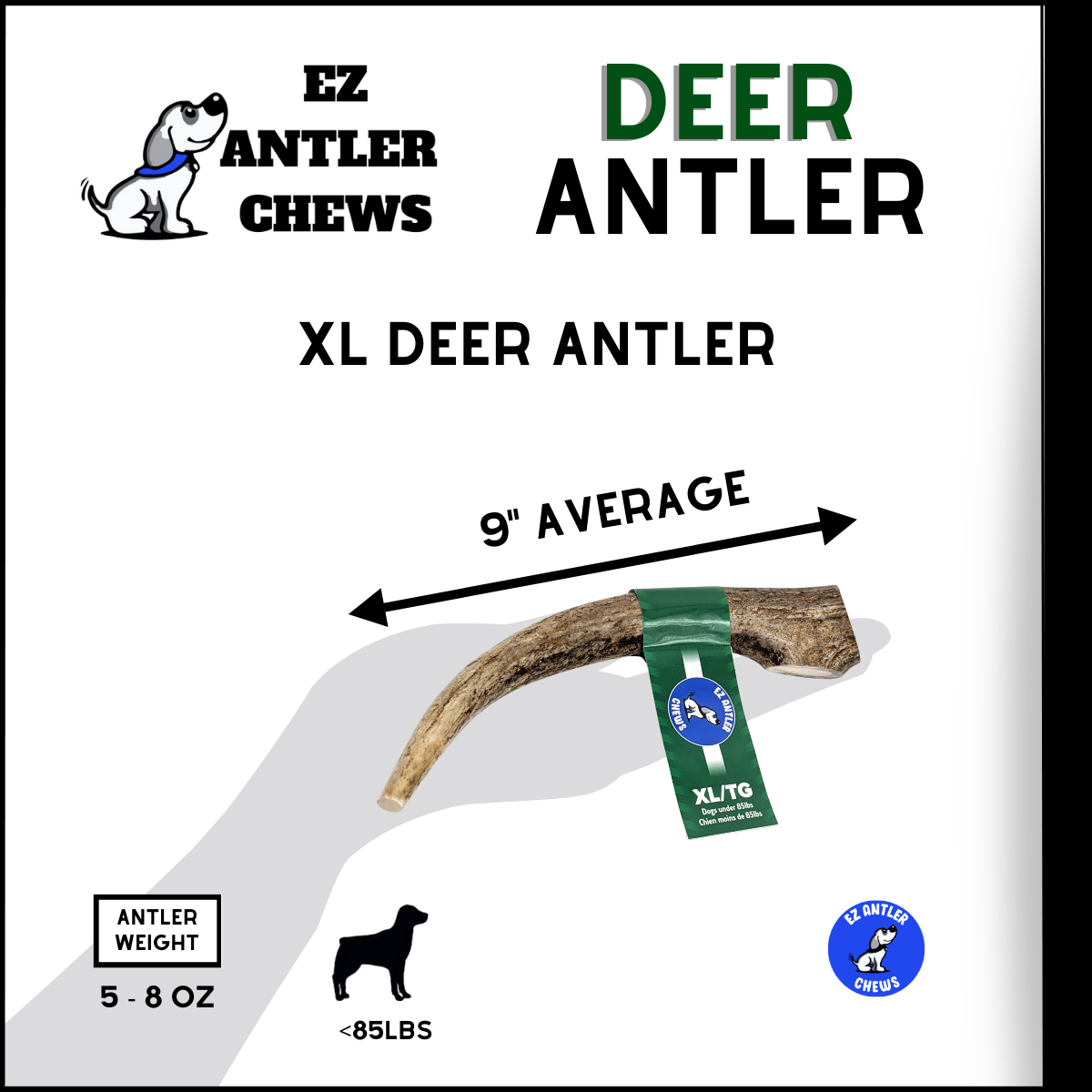 XL Deer Antler Chews (Under 85lb)