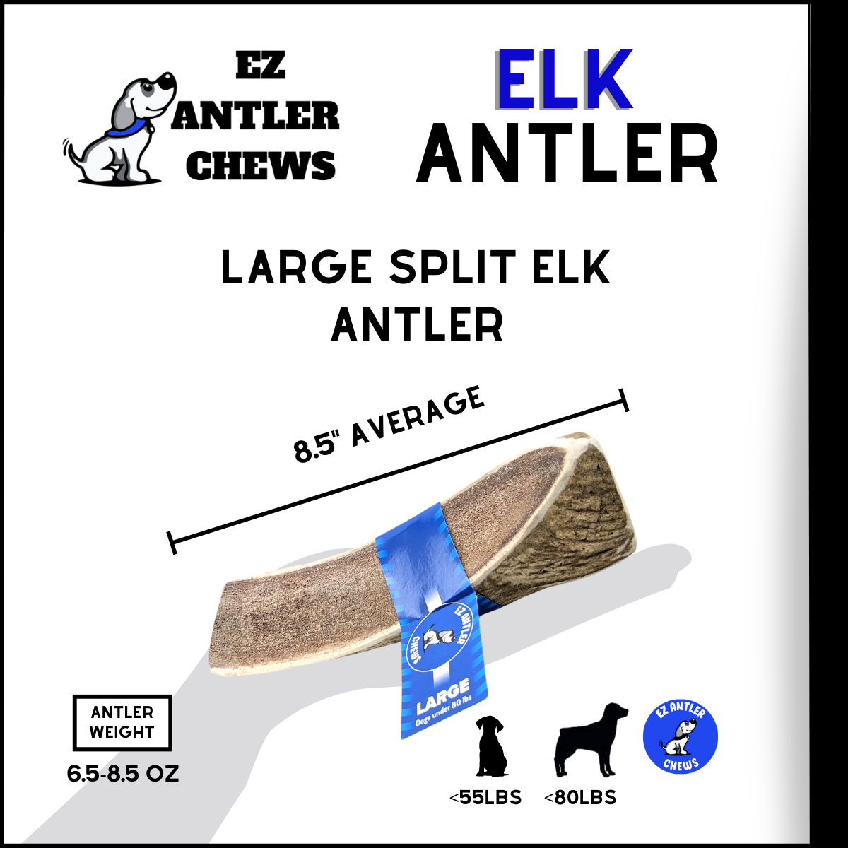 Large Elk Antler Chew (Under 80lb)