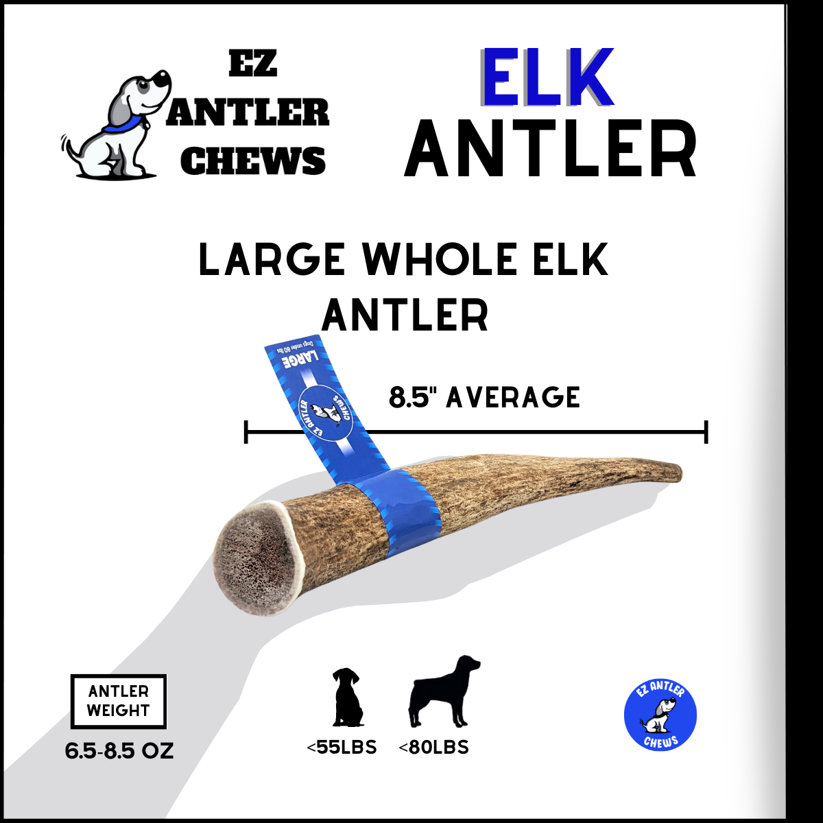 Large Elk Antler Chew (Under 80lb)