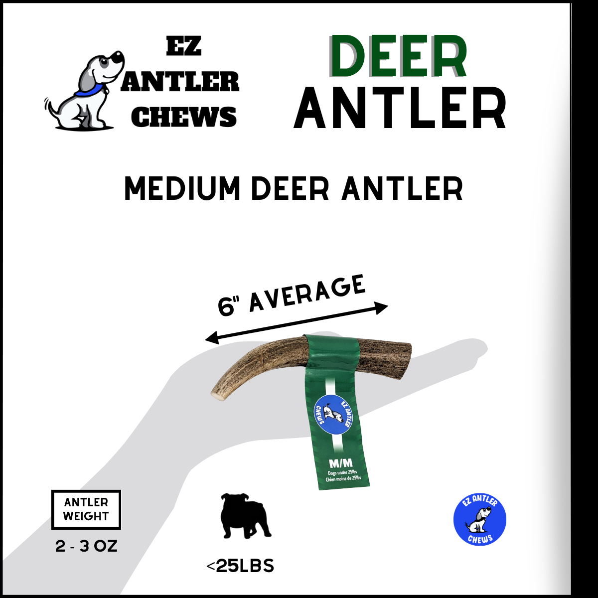 Medium Deer Antler Chew (Under 25lb)