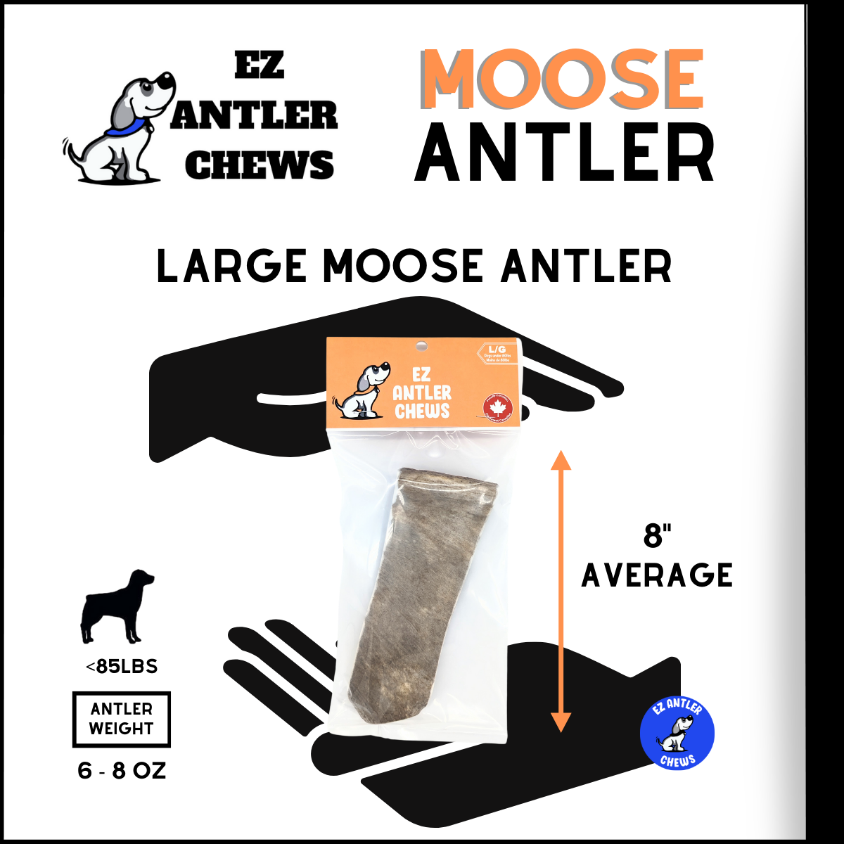 Large Moose Antler Chew (Under 80lb)