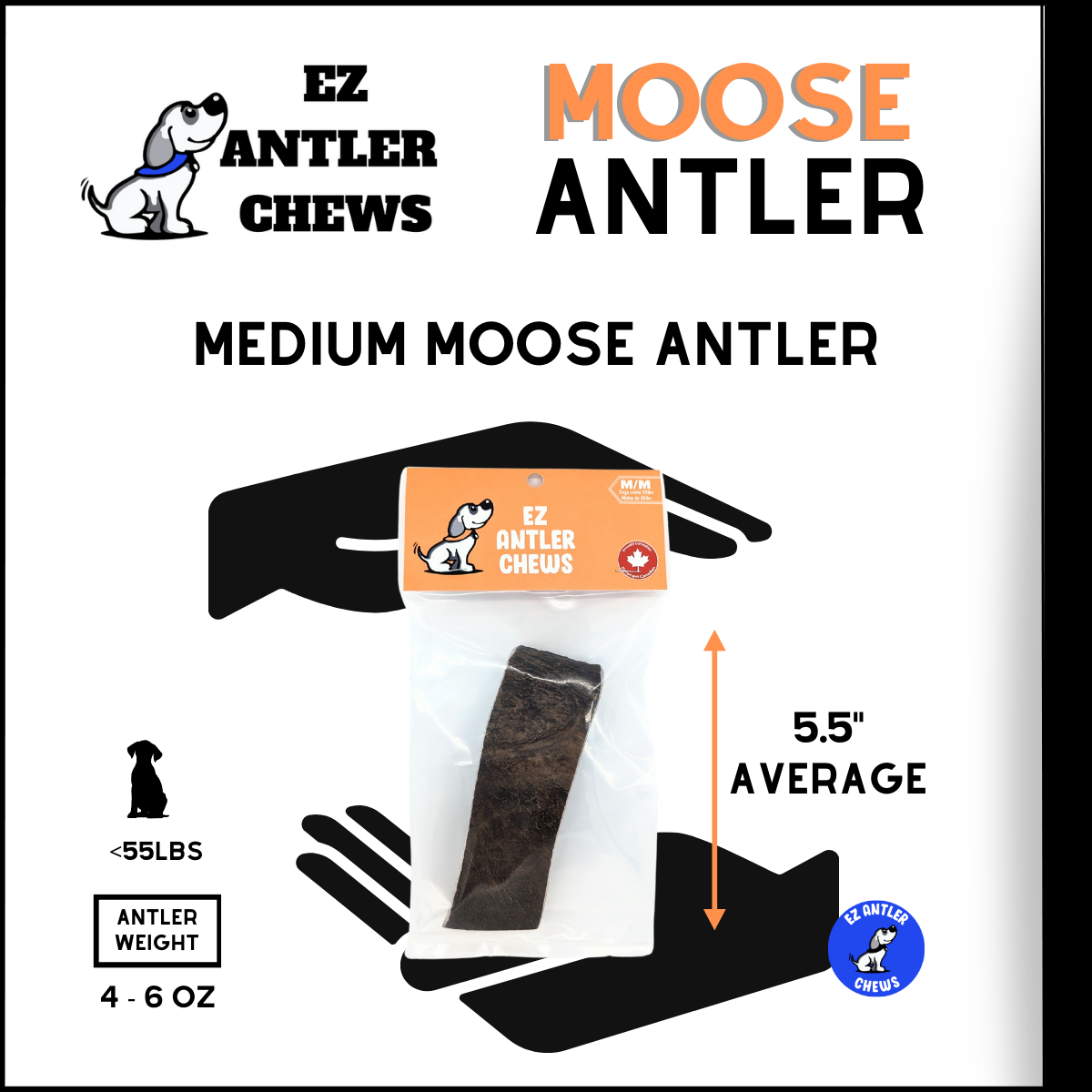 Medium Moose Antler Chew (Under 55lb)